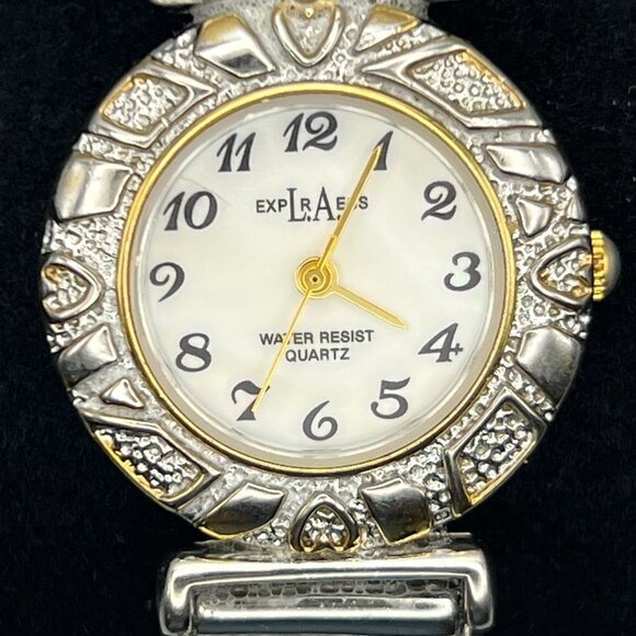 Vintage La Express Ladies Silver Tone Mother of Pearl Watch Filigree Working - Picture 3 of 11